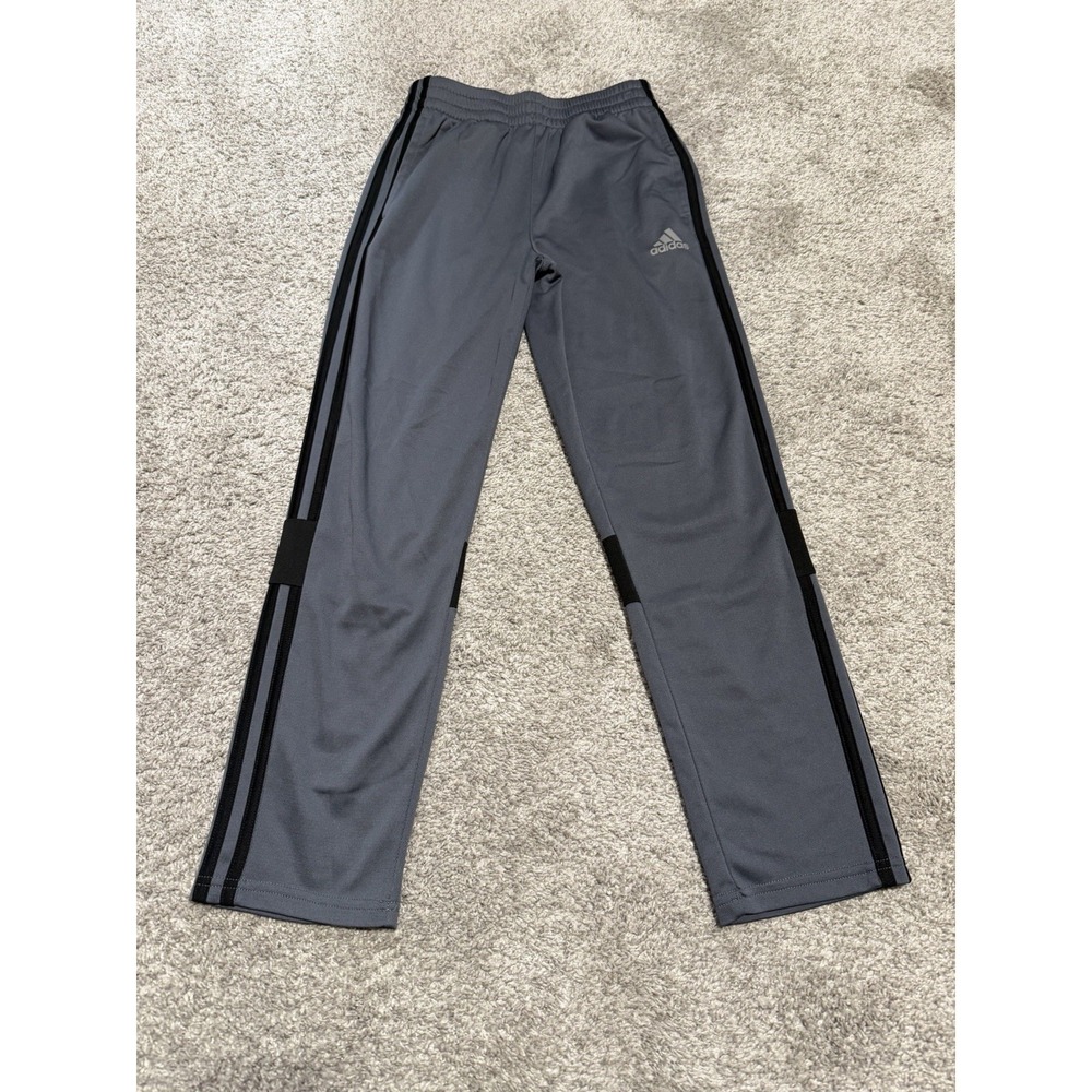 Boys‎ Adidas Dark Gray Track Pants W/ Black Side Stripes Size Youth Medium 10/12